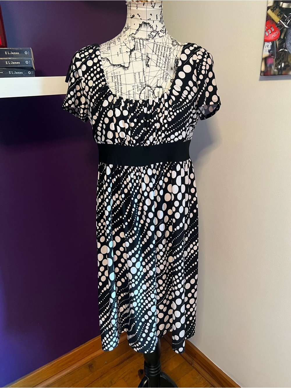 7 for $30 Tiana B. Women’s Black and White Polka Dot Empire Dress